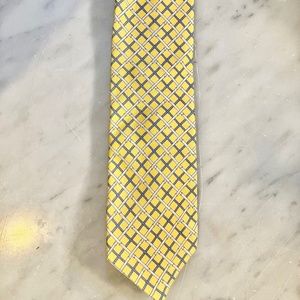 Burberry Yellow Silk Tie with Woven Check Pattern